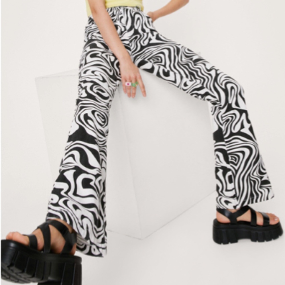 Marble Print Denim Straight Leg Jeans